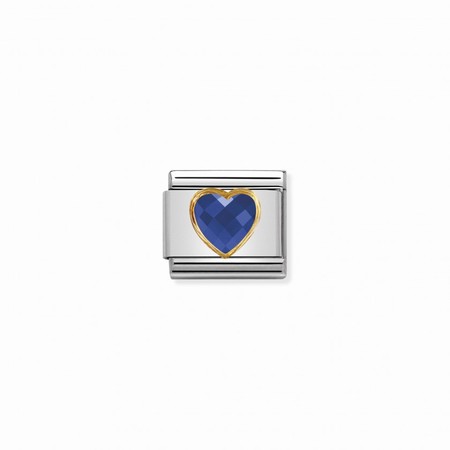 Nomination Gold Blue CZ Stone Heart Composable Charm